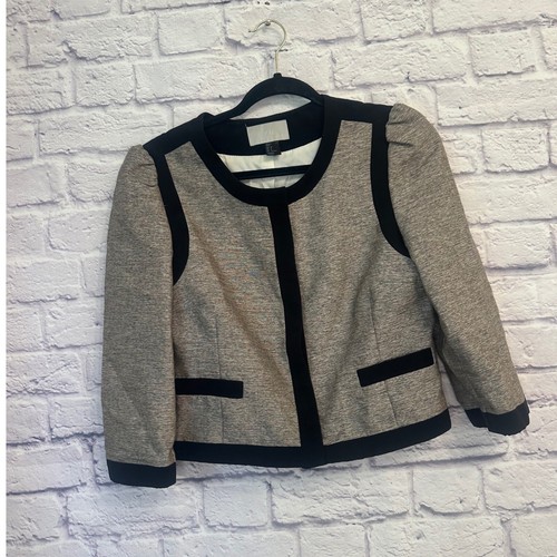 H&M Blazer Cropped Black Trim Size 8