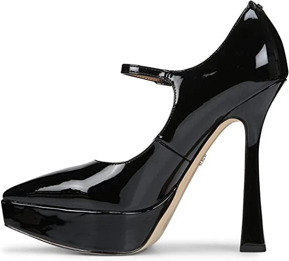 Zapatos de salón Sam Edelman Arie charol negro tacón de aguja Mary Jane punta moda Foto 2 de 4