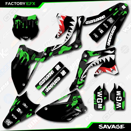 Kit de gráficos camuflaje salvaje negro y verde para calcomanías Kawasaki KXF450 KX450F de 12-15 - Imagen 4 de 5