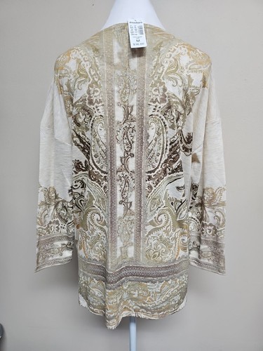 NWT DRESSBARN Women's Blouse Top 3/4 Sleeve Round Neck Paisley Print.Size M - Picture 15 of 15