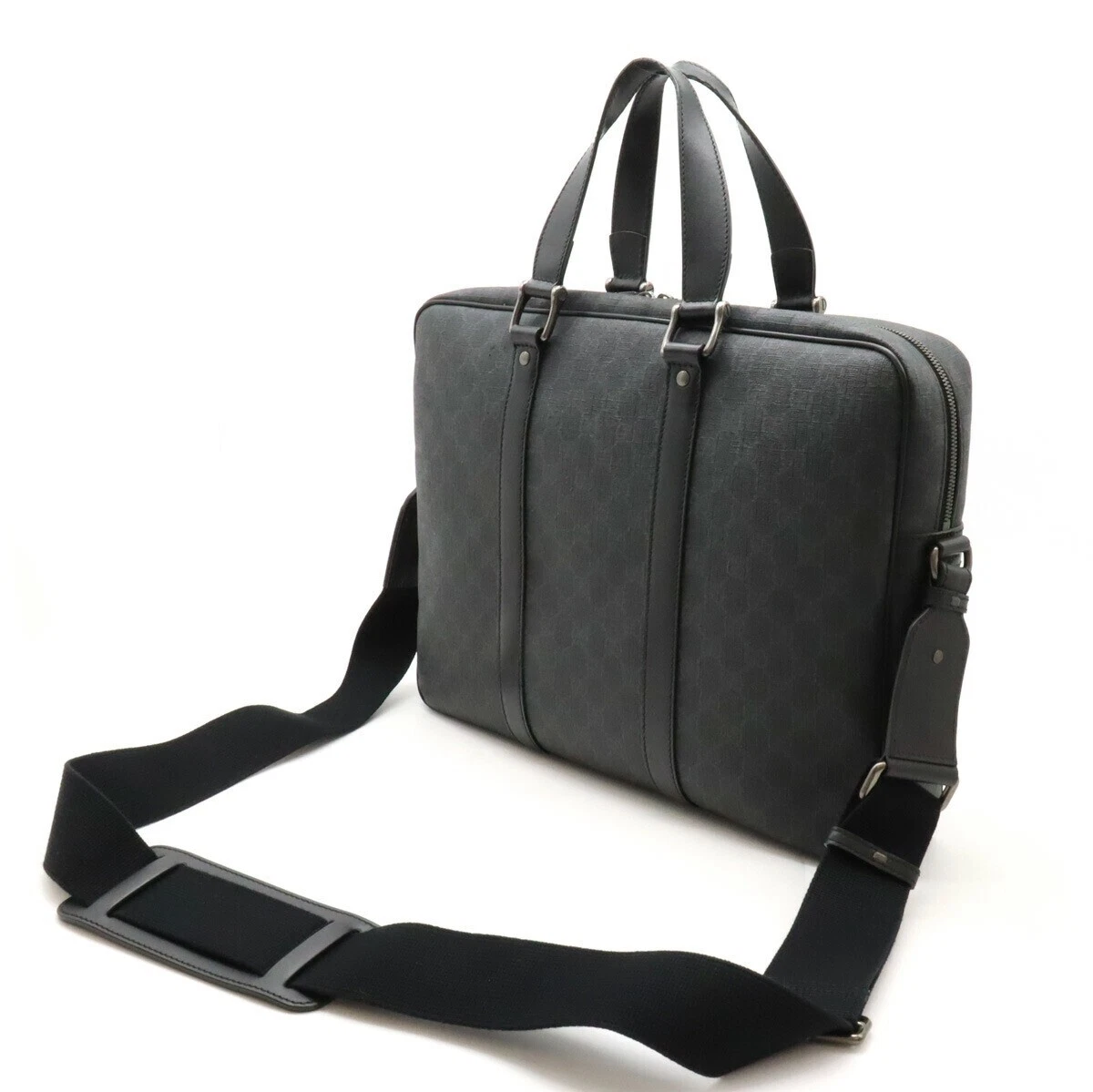 GUCCI GG Supreme Business Bag 2WAY sac à bandoulière PVC cuir gris foncé authentique JPN