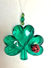 GANZ Crystal Expressions LUCKY SHAMROCK with Ladybug Oranament