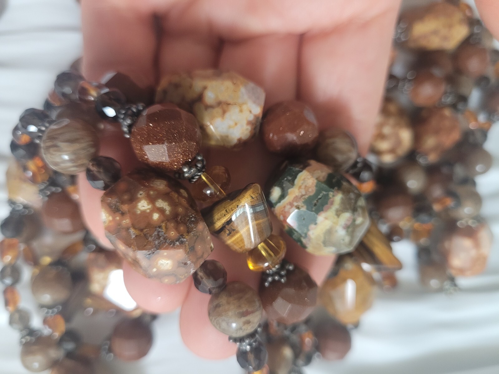 Custom Made Statement Natural Gemstone Necklace - image 4