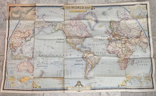 Ancienne carte géographique nationale du monde 1951 26"×41" unilatérale