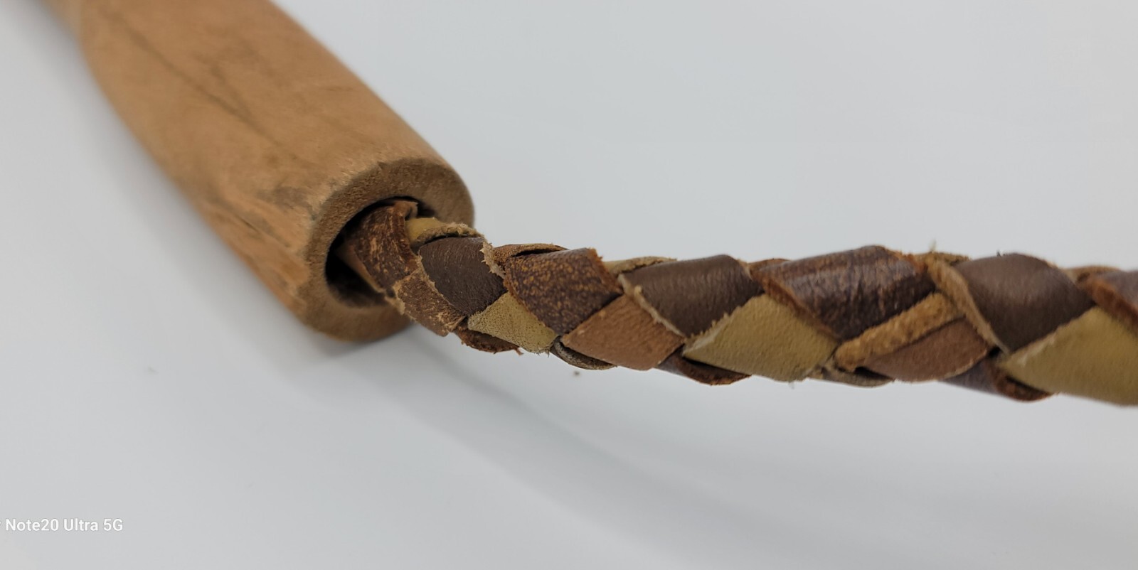 Braided Bull Whip Vintage Brown & DarkLeather Split Tail 54 Inches Wooden Handle