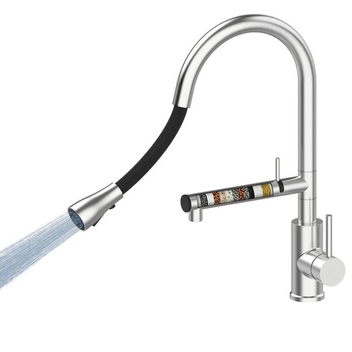 Filtered Kitchen Faucet,Direct Drinking with Fitness Tap Water Filter with Pull - Picture 5 of 7