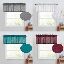 1 Piece Sheer Linen Look Rod Pocket Top Window Treatment Valance
