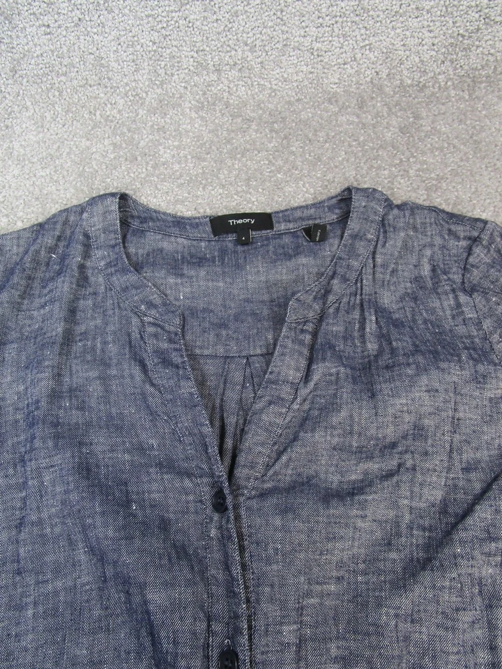 Vestido Camisa Theory para Mulheres 4 Azul Envolvente - Imagem 2 de 4