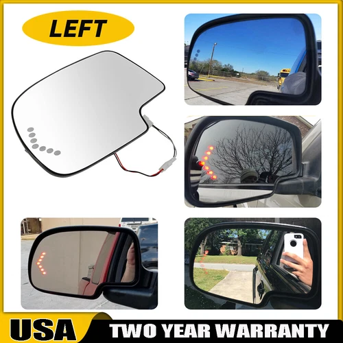 Mirror Glass Heated Turn Signal Side Driver LH for 2003-2007 Chevy GMC Cadillac