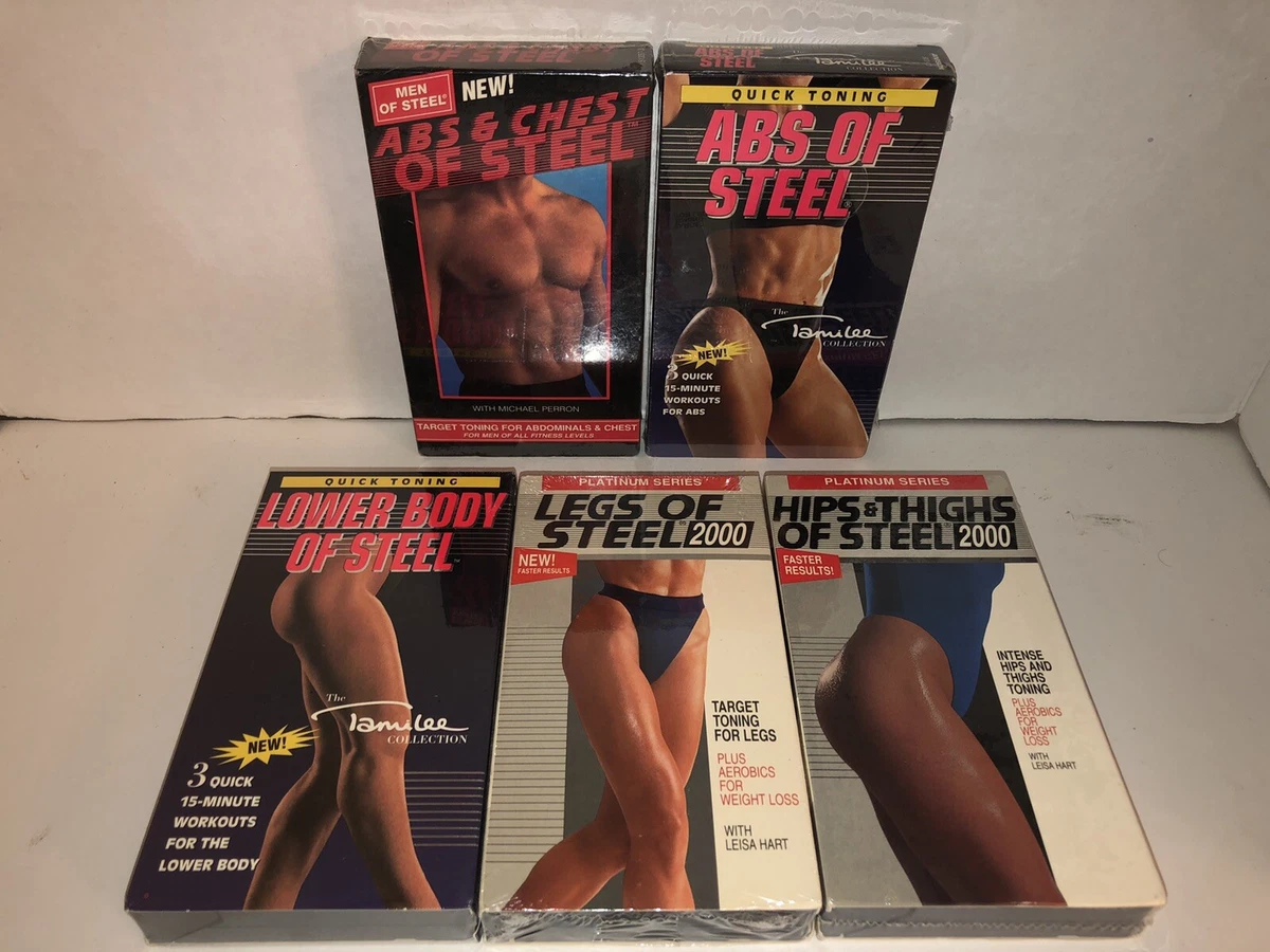 VTG Workout Arms Abs Hips Chest Lower Thighs Steel 2000 Legs 90s VHS Lot 5 NEW