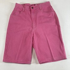 80s 90s Vintage Long Jean Shorts Womens 7/8 27" High Waisted Mom Jeans Pink