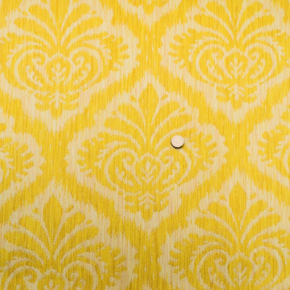 Tela de mezcla de algodón/rayón damasco tejido satén/serga amarillo y blanco | 1,8 yardas Foto 2 de 4