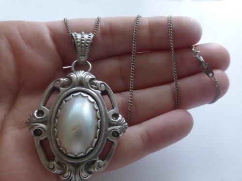 Collier Vintage En Métal Argenté - Longueur 41 Cm, Occasion, Style Rétro, Bijou Fantaisie