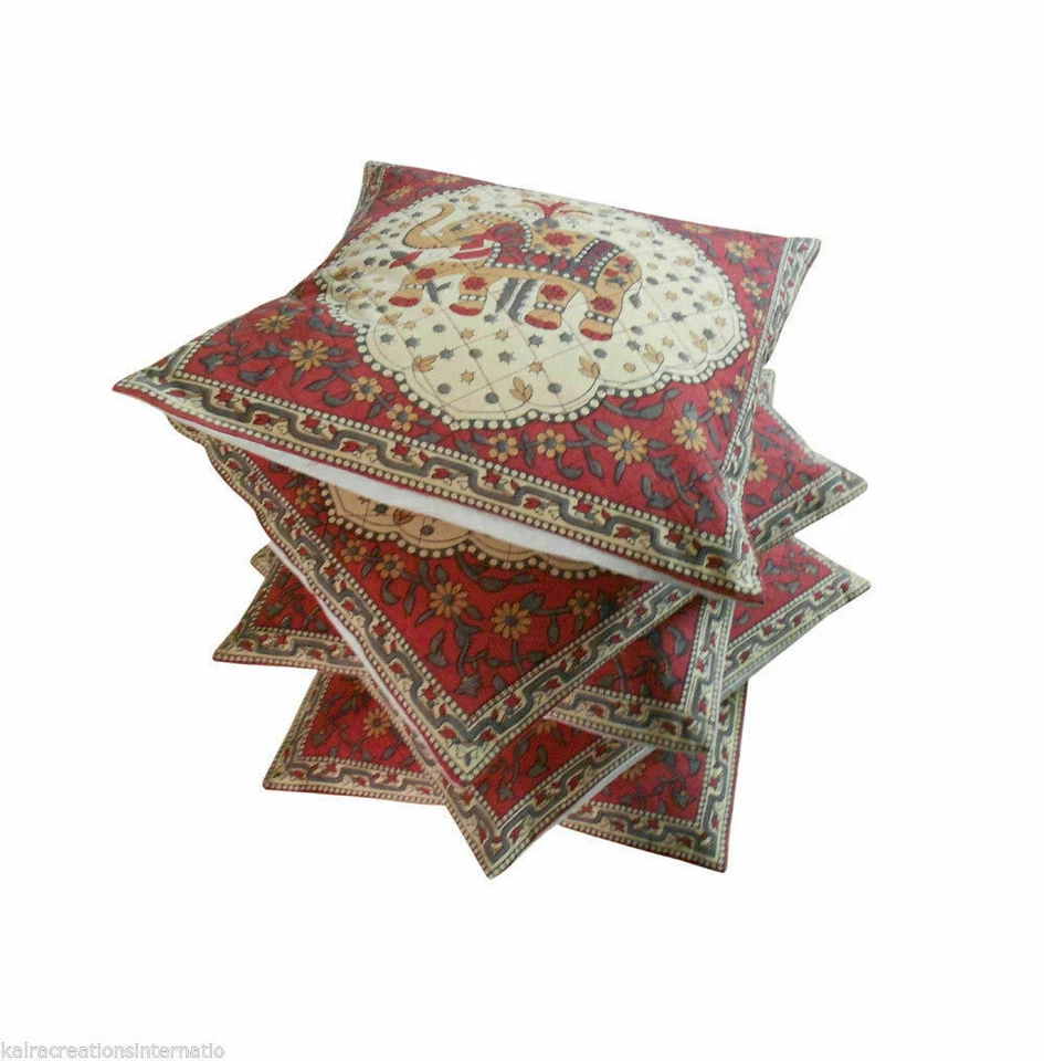 Cushion Cover 16" Handmade Cotton Pillow Cover Indian Case Shams 5 pcs - Image 3 of 4