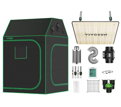 VIVOSUN 5x5FT Complete Roof Grow Tent kit & 100W Grow Light 6'' Air Filter Fan