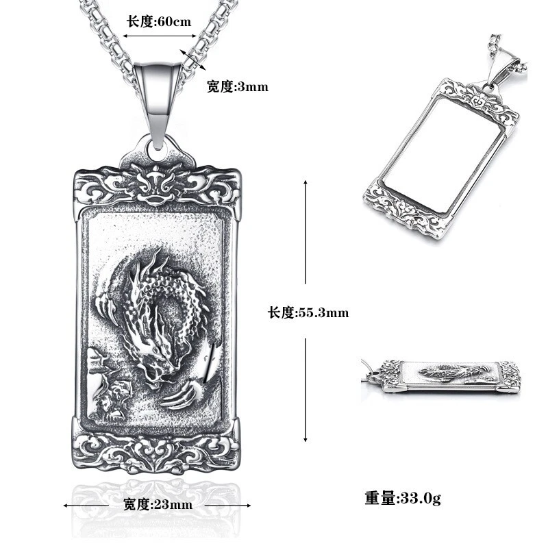 NOVO Pingente de Dragão Masculino Vintage Aço Inoxidável Colar da Sorte Joia Presente - Imagem 4 de 4