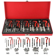 131Pcs Thread Repair Insert Kit Metric M5 M6 M8/10 M12 Helicoil Pro-Coil Toolus