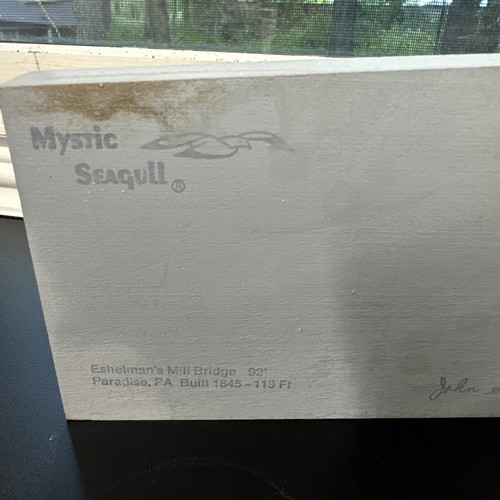 Mystic Seagull Wooden Shelf Sitter 1992 Eshelman's Mill Bridge USA - Picture 5 of 7