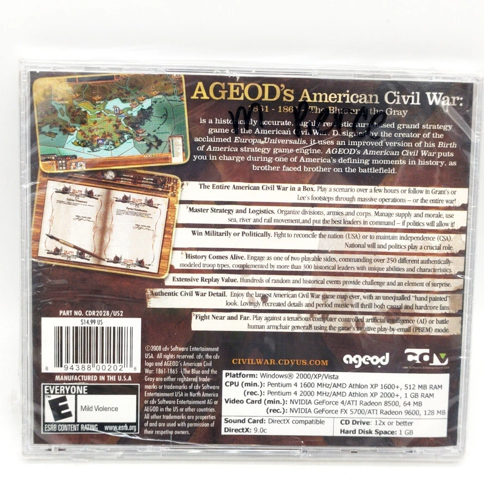 Ageod's American Civil War: 1861-1865 The Blue and The Gray Windows PC Game New - Image 3 of 3
