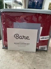 King Cal King Bare Home Duvet Cover and Sham Set - Premium Collection Red