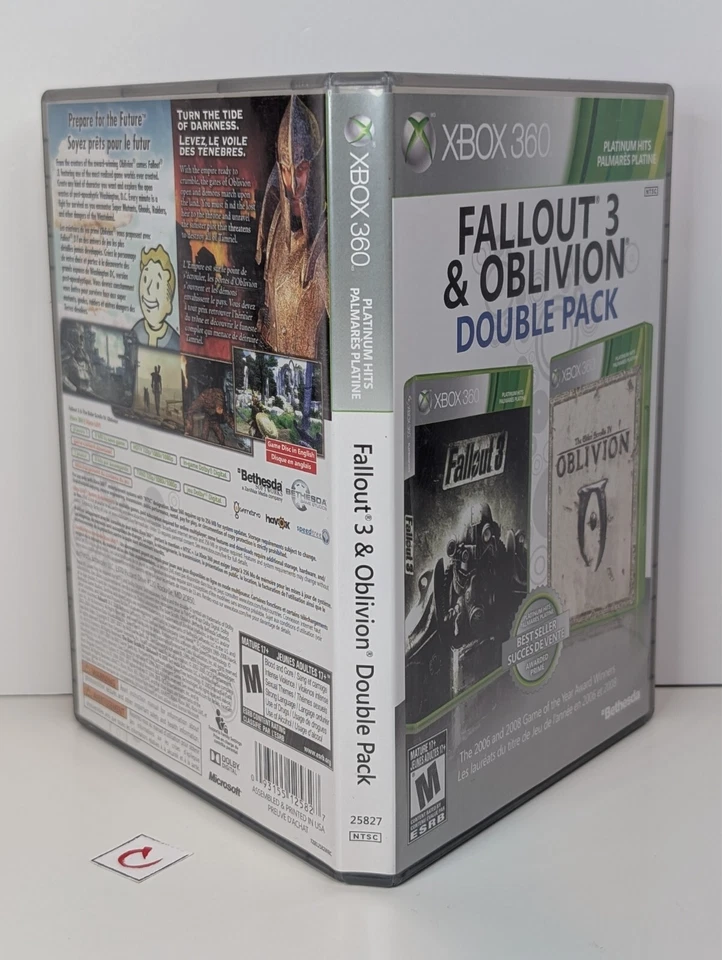 Fallout 3 & Oblivion Double Pack (Microsoft Xbox 360, 2012) CIB Completo Foto 3 de 4