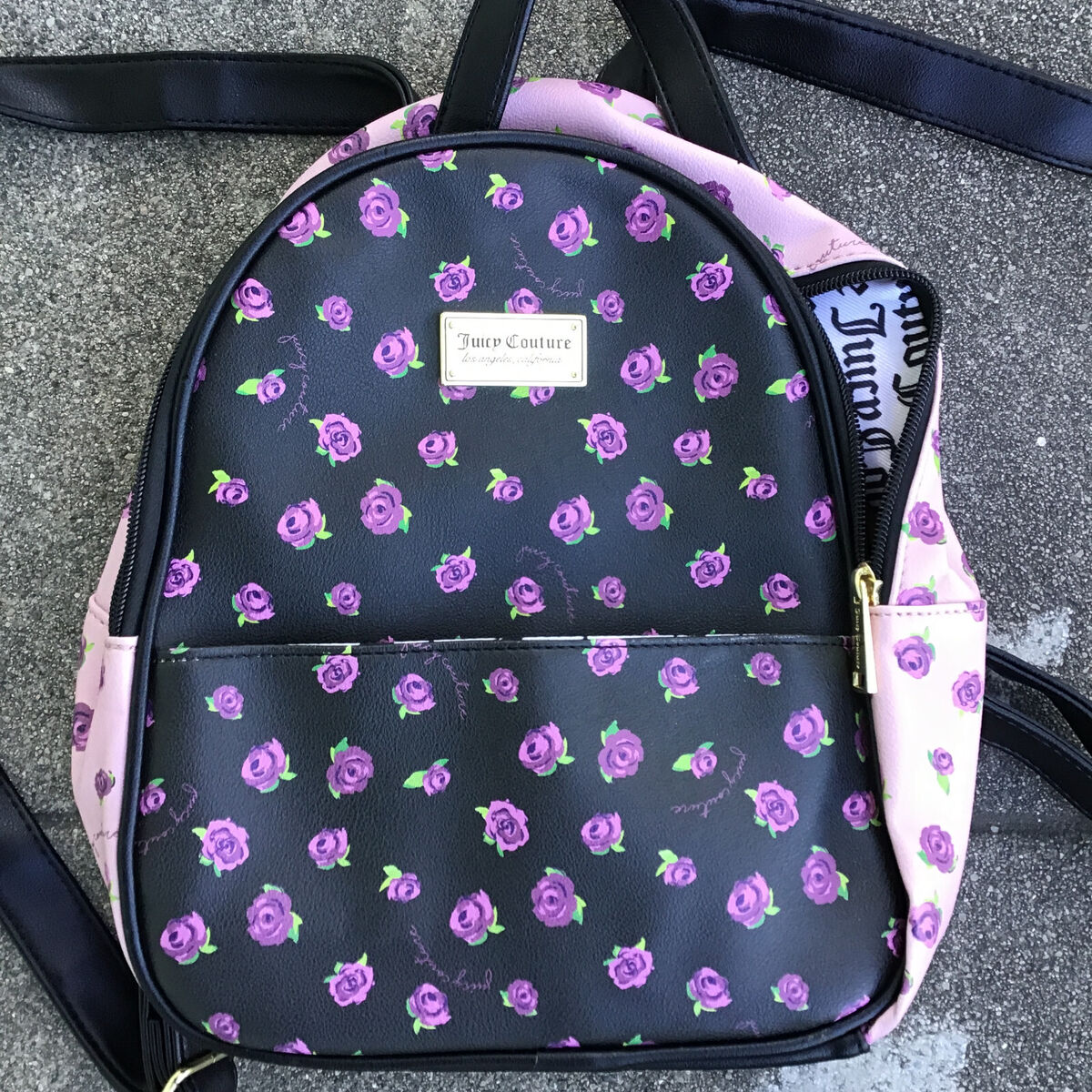 Juicy Couture Mini Backpack Blooms Floral Black Purple Pink Juicy Couture Mini Backpack Blooms Floral Black Purple Pink