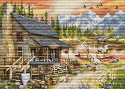 DIY Needlepoint Counted Cross Stitch ''Wooden cottage'' Embroidery Kit Luca-S