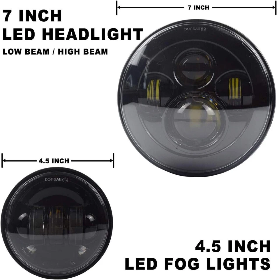 Faro LED de 7 pulgadas + luces antiniebla de 4,5" para Yamaha V-Star XVS 650 950 1100 1300 Foto 3 de 4