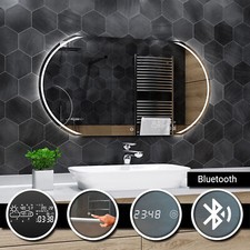 Cairo ILLUMINATO LED specchio del bagno BLUETOOTH TOCCO Orologio meteorologica