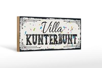 Holzschild Spruch 27X10 Cm Villa Kunterbunt Deko Schild
