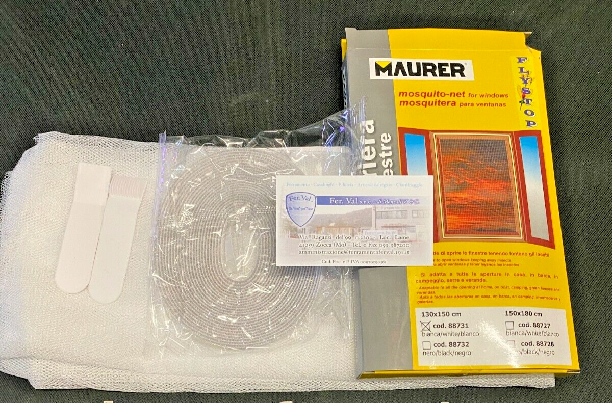 MAURER ZANZARIERA CON VELCRO PER FINESTRE COLORE BIANCO MISURA 130X150 FI88731