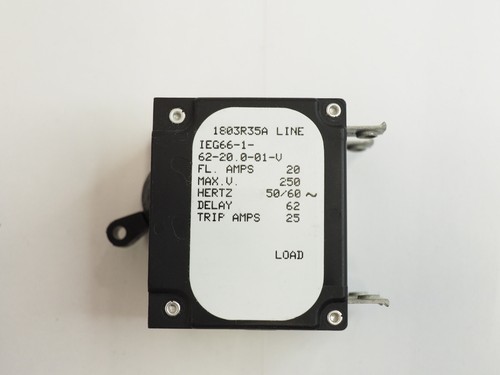 AIRPAX IEG66-1-62-20.0-01-V 20A 250V 2-Pole Circuit Breaker - Picture 2 of 5