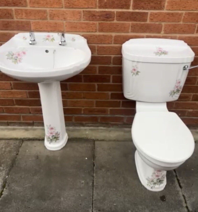 Victorian style floral bathroom suite toilet and sink eBay