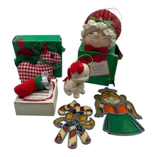 VTG Assorted Christmas Ornaments and Sun Catchers Flocked Dog Angel Lot of 6