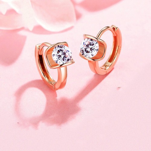 Mini Crystal Twist Hoop Sleeper Earring 925 Sterling Silver Women Jewellery Gift - Picture 8 of 12