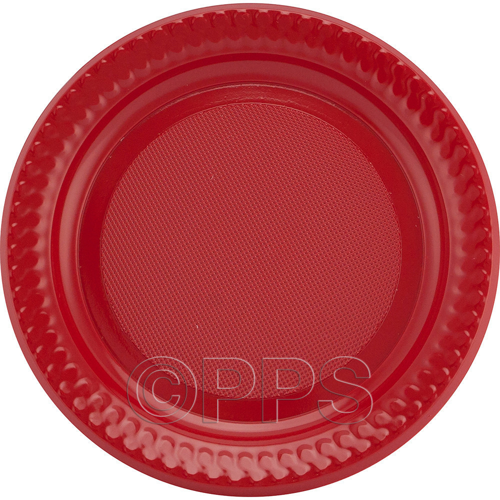 18cm Red Round Plastic Plates Party Event BBQ Buffet Reusable | eBay UK