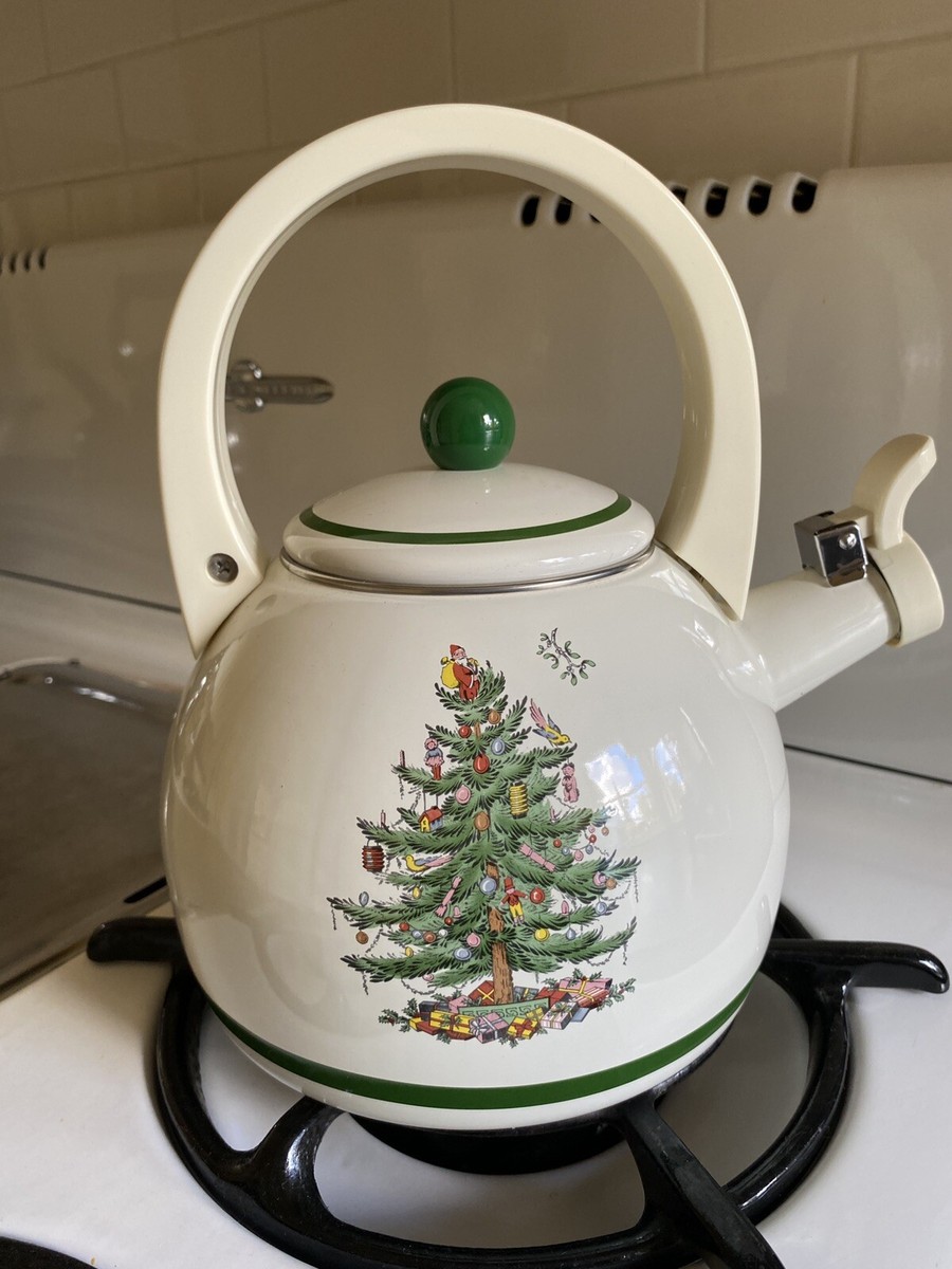 Spode Christmas Tree Metal Enamel Whistling Tea Kettle Tea Pot | eBay