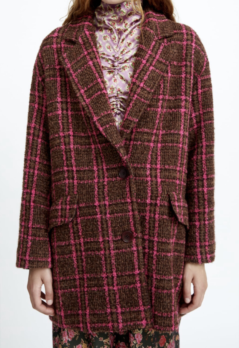 ALTRA ZARA CAPPOTTO A SCACCHI TACCO A BLOCCO TASCHE NUOVE TAGLIE XS XL REF. 9218 221