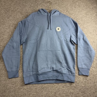 Converse Hoodie Mens Medium, Blue Chuck Taylor All Star Pullover Fleece Logo