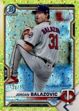 Jordan Balazovic 2021 Bowman Yellow Mini-Diamond Prospect Chrome Refractor