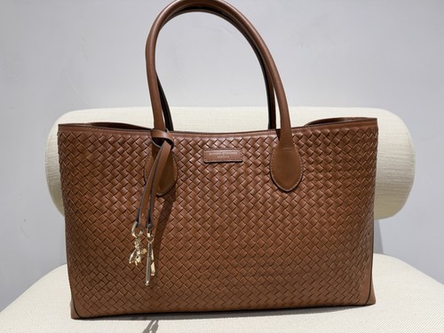 Authentic NEW $1430 ASPINAL OF LONDON Brown Leather Woven Tote Bag - Picture 2 of 15