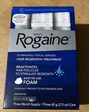 Rogaine Men s 5 Minoxidil Foam Hair Regrowth Treatment, 3x2.11 oz, Exp 01/2025