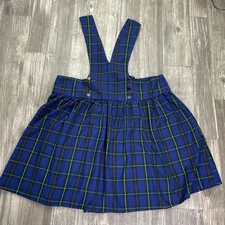 Hot Topic Blue Black Plaid Edgy  Bib Suspender Skirt Size 3X
