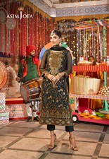 Asim Jofa Teal Embroidered Stitched Suit  Salwar Kameez for Eid  Wedding