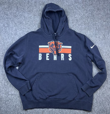 Nike Men's Chicago Bears Hoodie Sweatshirt Navy Blue Fleece Pullover NFL Size XL