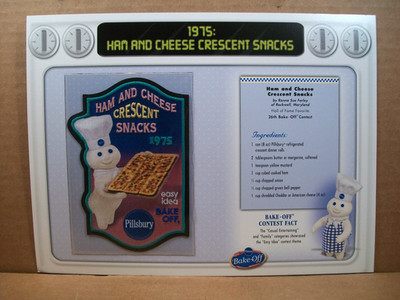 Pillsbury Doughboy~Bake-Off Recipe Card & Patch~1975 Ham & Cheese Crescent Snack