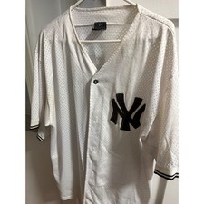 Majestic New York Yankees Mesh Baseball Jersey White XL Made in USA Vintage