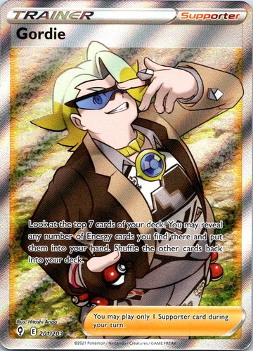 Gordie (Full Art) 201/203 Ultra Rare Holo SWSH07: Evolving Skies NM Pokemon