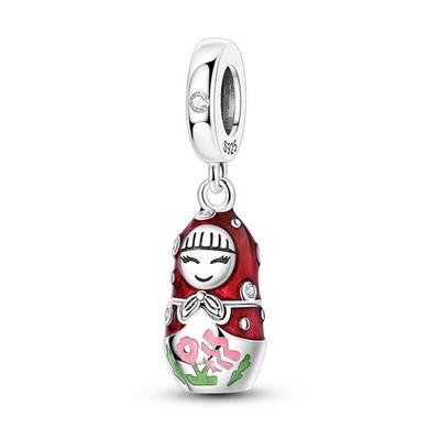 Matroschka Puppe Dangle Charm Sterlingsilber S925 gepunzt