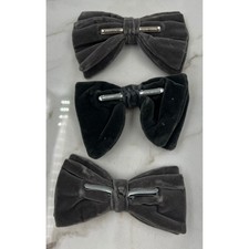 Royal Rust Resistant Velvet Hair Bow Clips Set of 3 Gray Charcoal Oversized Bows
